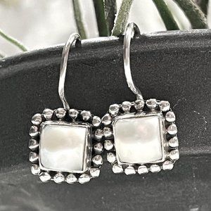 Silpada Pearl Button Frame Square Earrings W1394